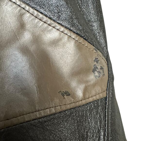 Vintage Opulent Gold Black Leather Oriental Patchwork Open Front Coat Size XXL - Picture 14 of 15